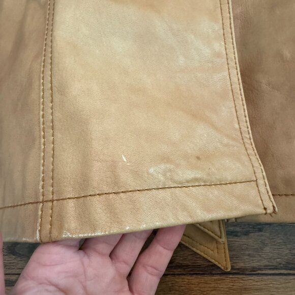 VINTAGE LUXE Arden B Leather Fur Collar Belted Trench - Picture 10 of 12